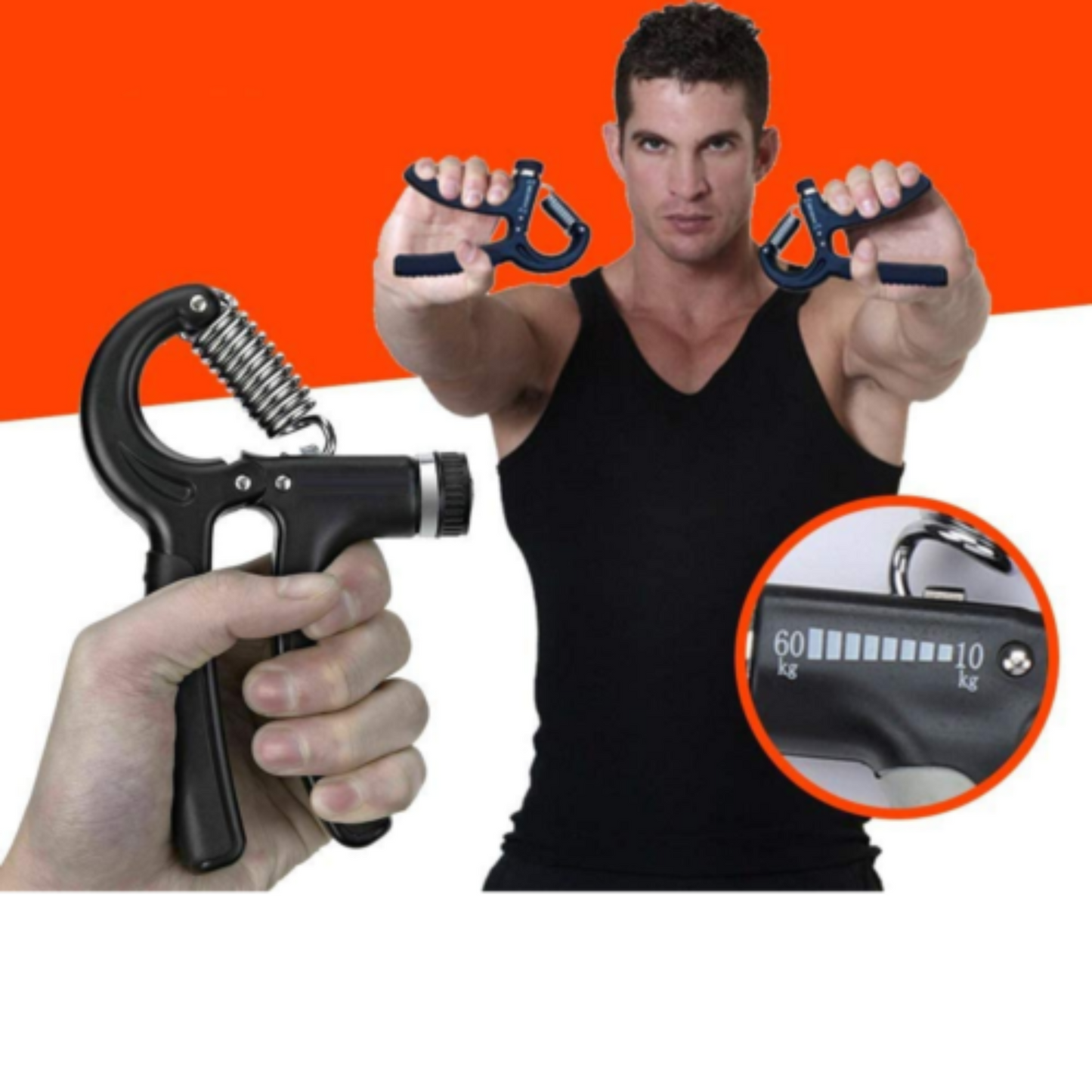 Adjustable Hand Grip Strength Trainer Exercise Power Forearm Wrist Gym 10 to 60kg