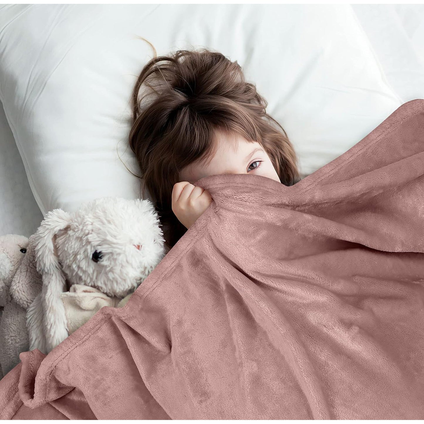 300GSM Microfibre Luxury Anti-Static Fuzzy Soft Fleece Blanket - Rose Pink