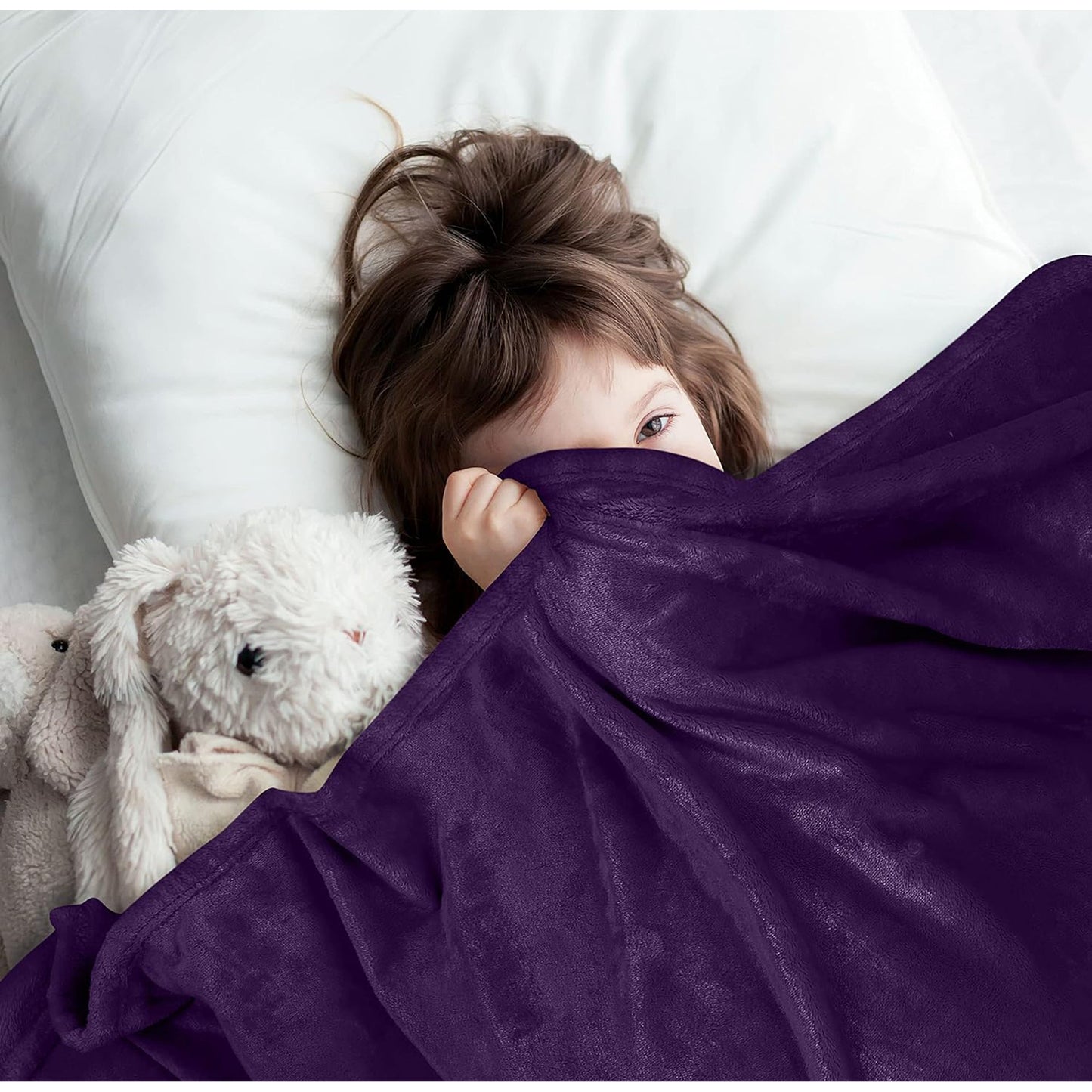 300GSM Microfibre Luxury Anti-Static Fuzzy Soft Fleece Blanket - Purple