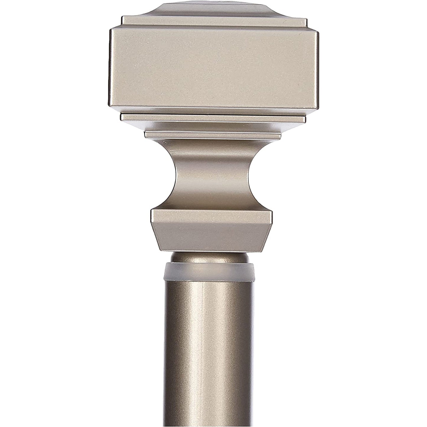 Wall Mounted Curtain Rod with Square Finials 36 to 72 Inch - Nickel