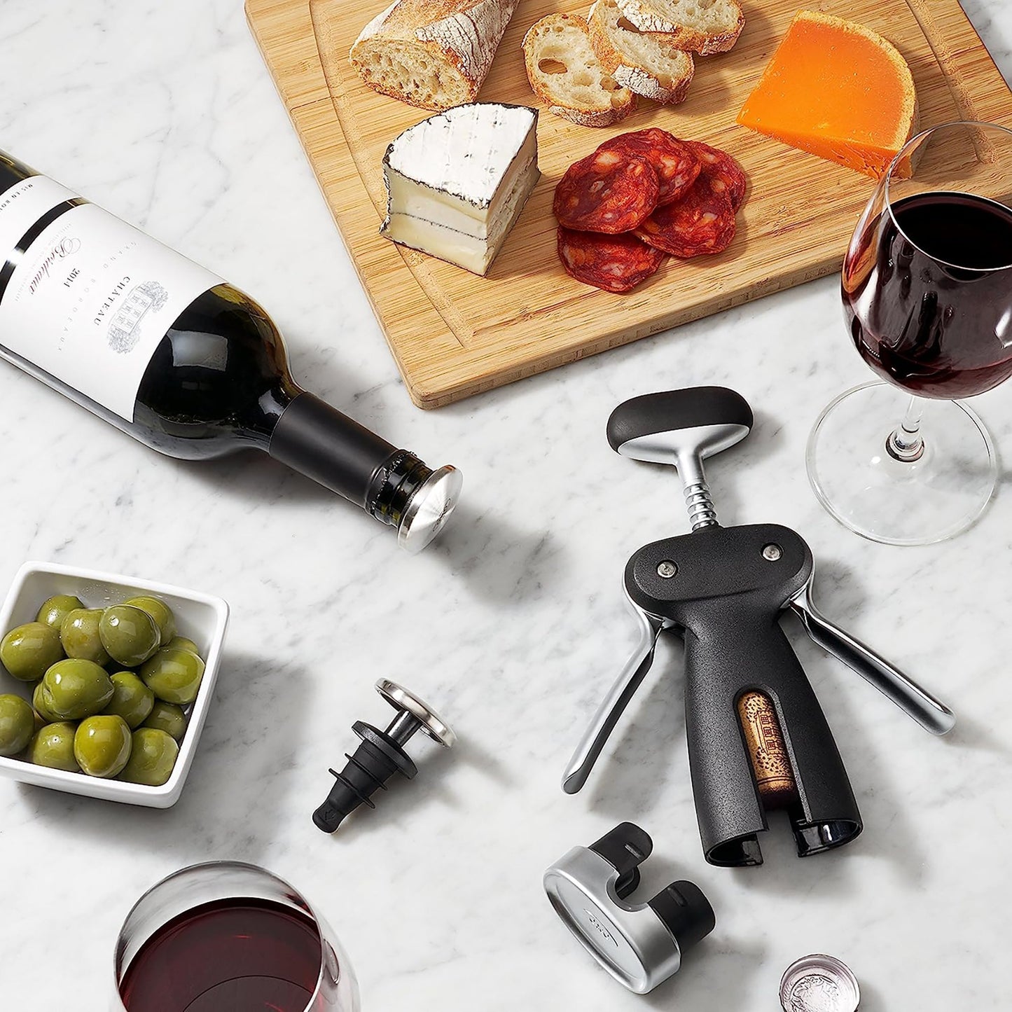 Non Stick Steel Corkscrew with Removable Cutter - Black