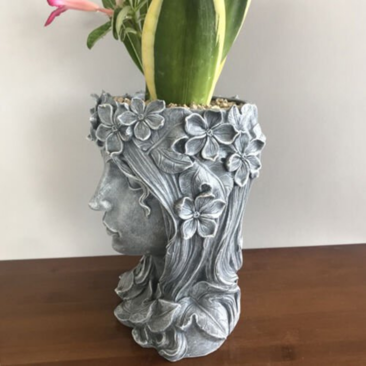 Resin Succulents Plant Pot Goddess Head Design Home Office Lady Face Planter