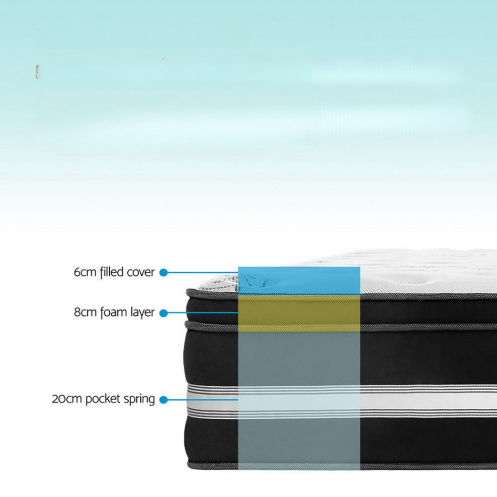 Mattress Bed Cool Gel Memory Foam Eurotop Pocket Spring - Single/King Single/Double/Queen/King
