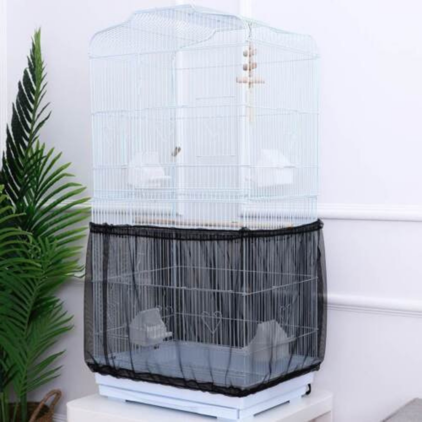 Mesh Skirt Shell Cover Nylon Net Seed Catcher for Pet Bird Cages