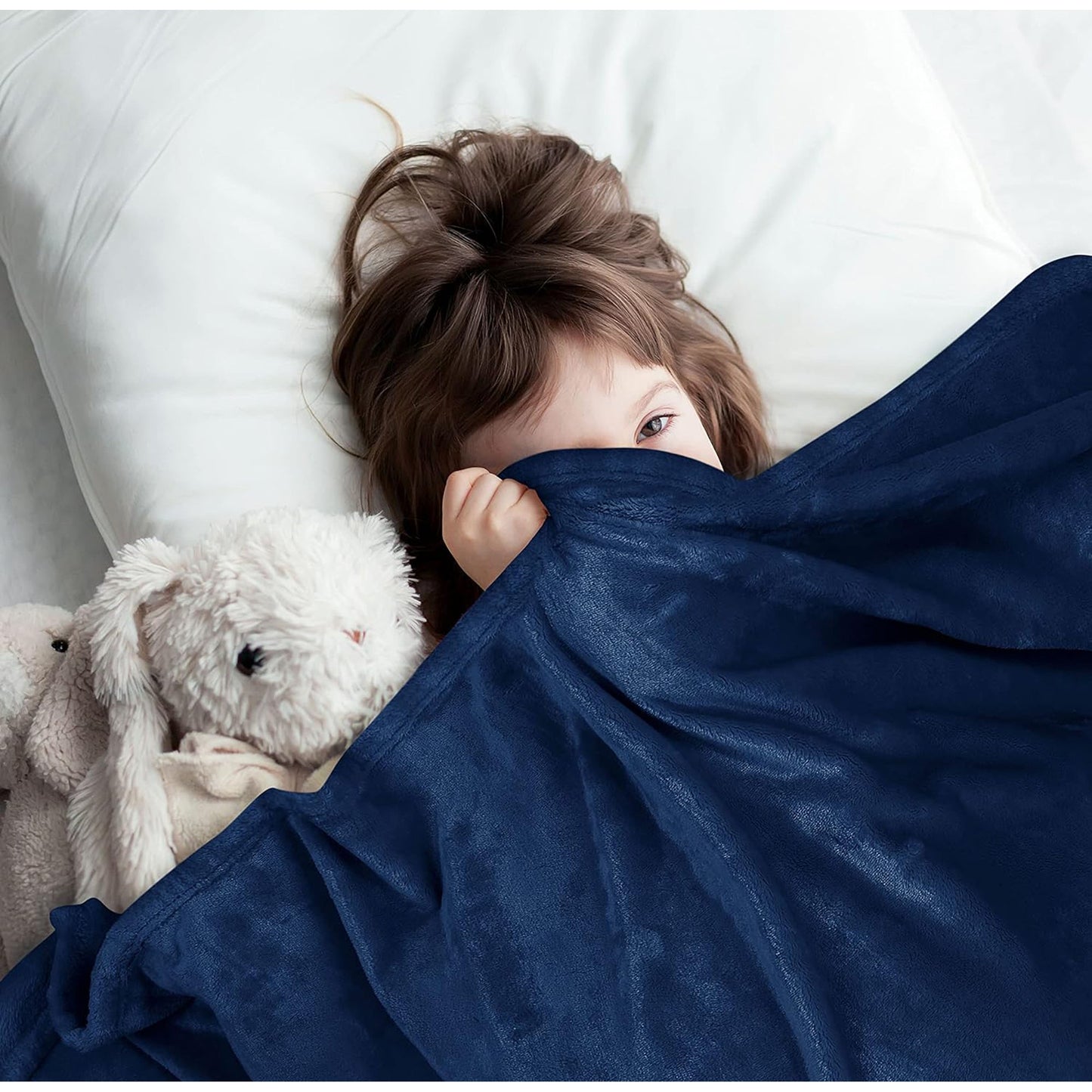 300GSM Microfibre Luxury Anti-Static Fuzzy Soft Fleece Blanket - Navy Blue