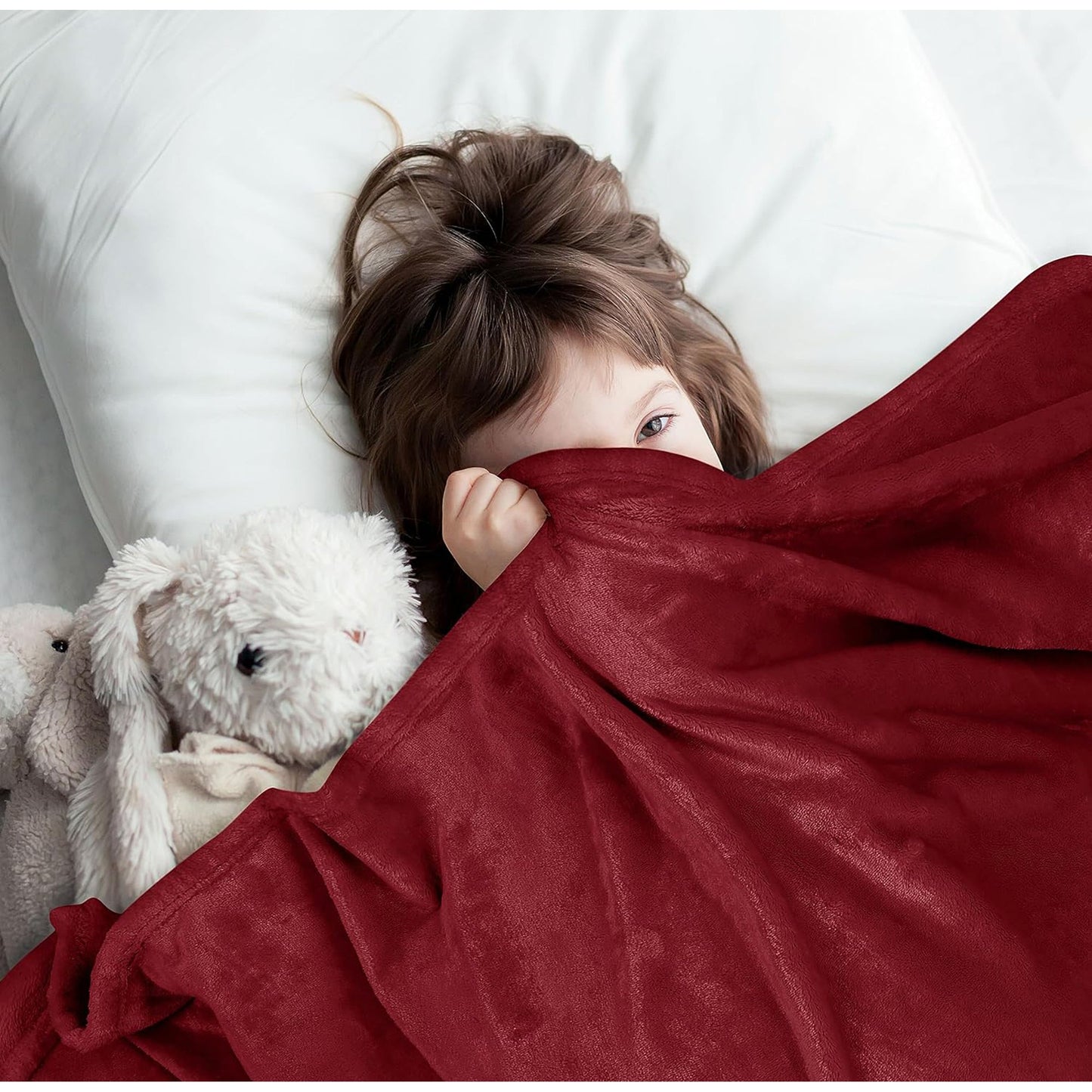 300GSM Microfibre Luxury Anti-Static Fuzzy Soft Fleece Blanket - Red