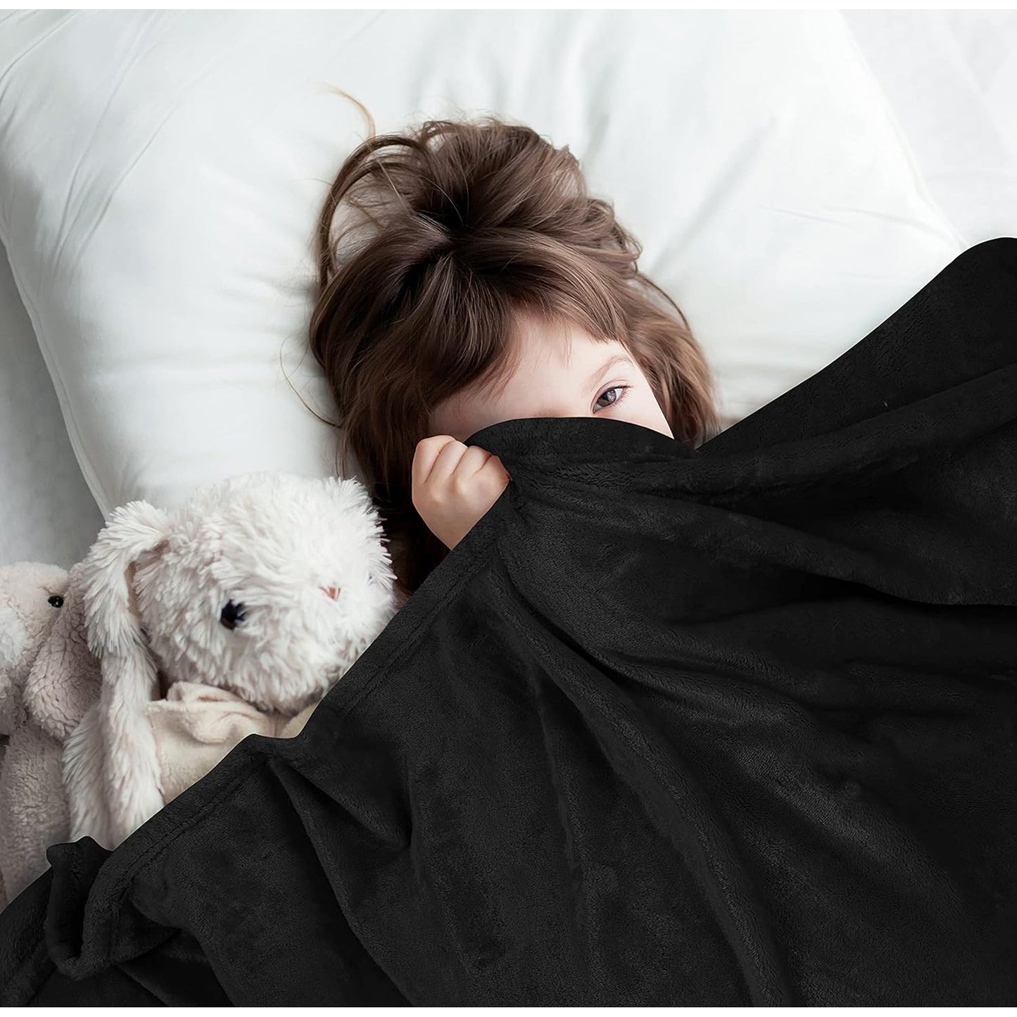 300GSM Microfibre Anti-Static Fuzzy Soft Fleece Blanket - Black