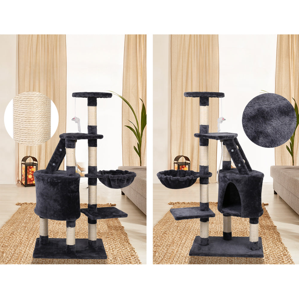 Cat Tree Scratching Post Tower House Furniture Wood Multi Level - 120cm