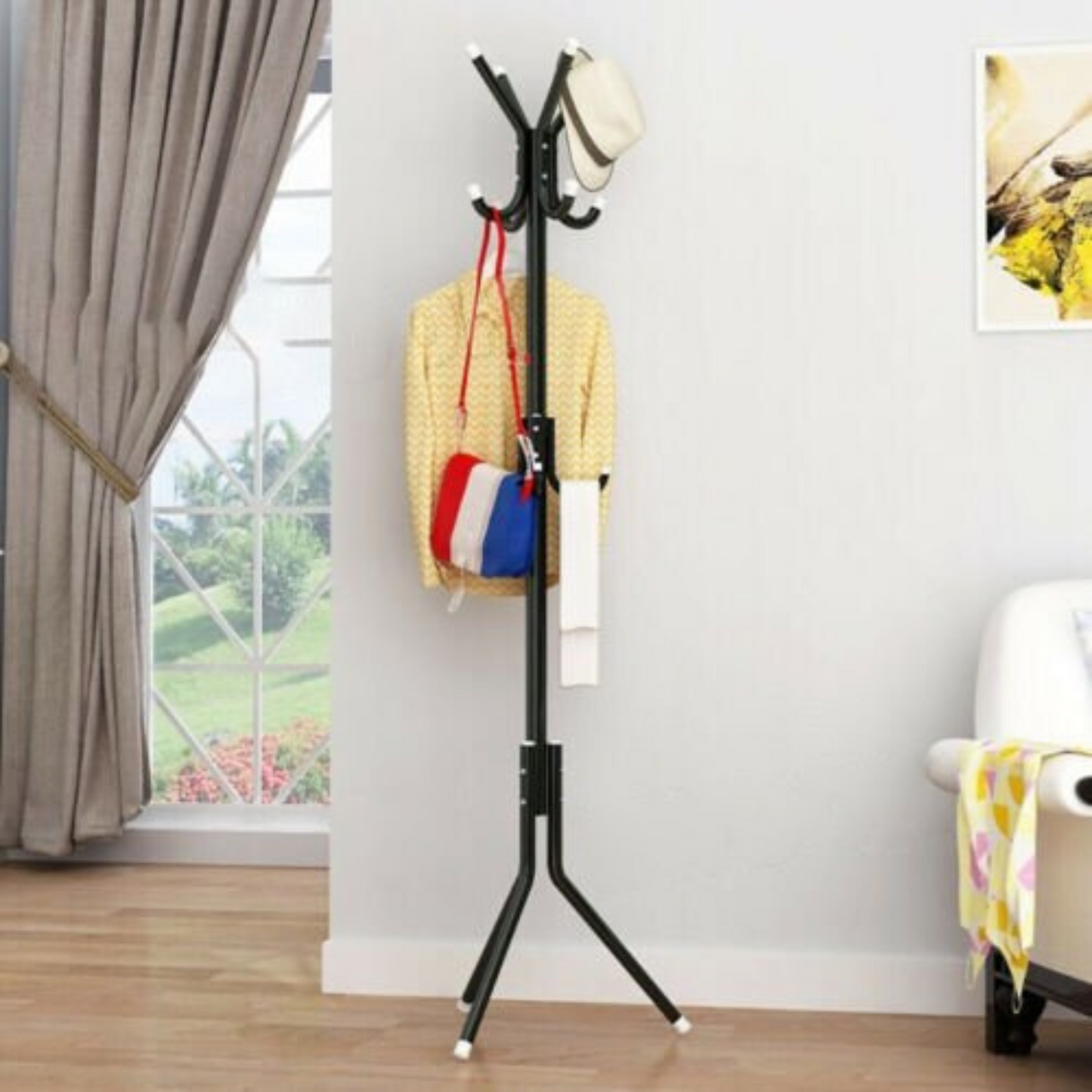 Metal Tree Style 12 Hook Cloth Hanger Stand Hat Clothes Rack