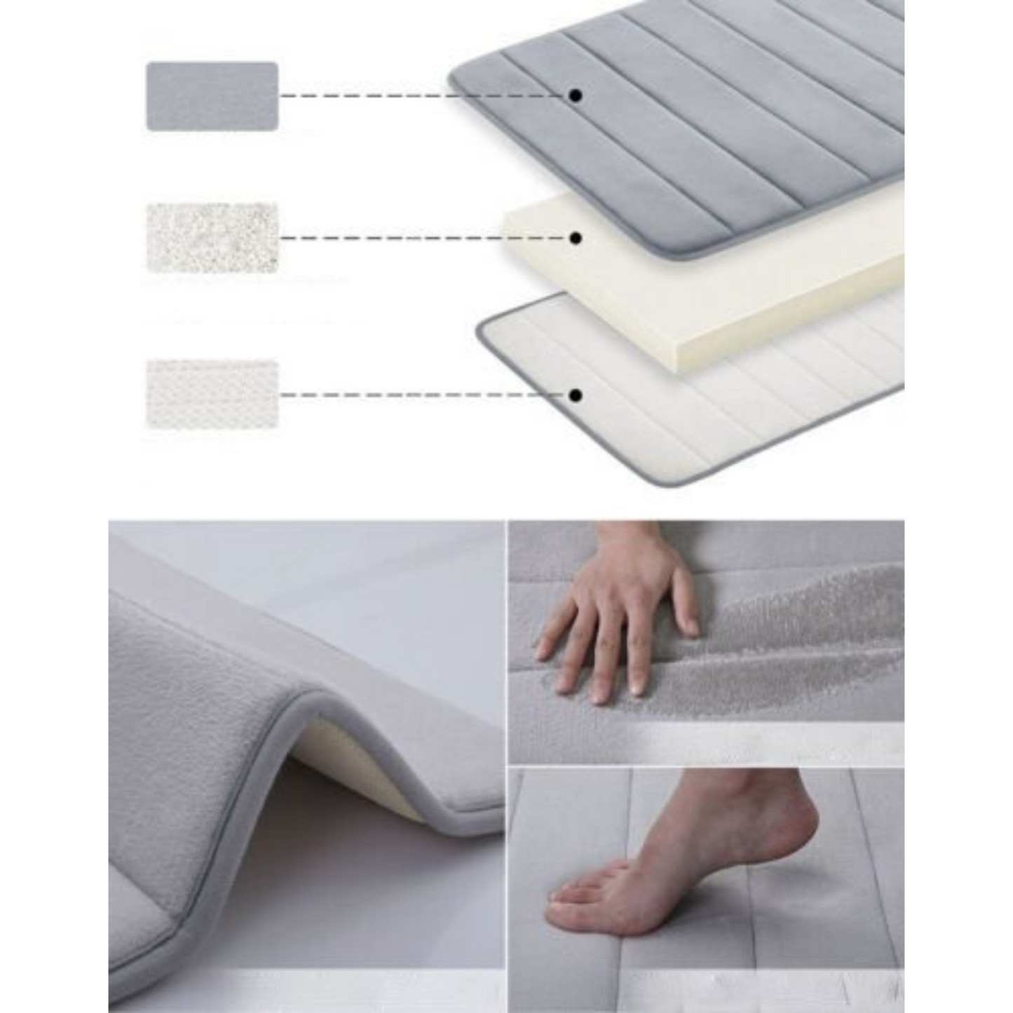 1pc Non-Slip Soft Absorbent Memory Foam Bath Mat Bathroom Bedroom Floor Tub Rug