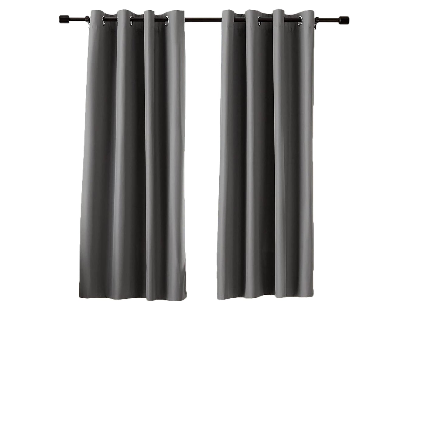 Grommetted Room Darkening Curtain Set with Tie Backs 54x46 Inches - Dark Gray