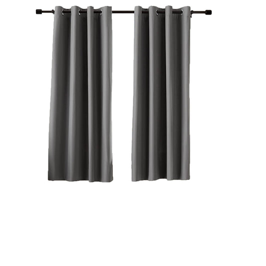 Grommetted Room Darkening Curtain Set with Tie Backs 54x46 Inches - Dark Gray