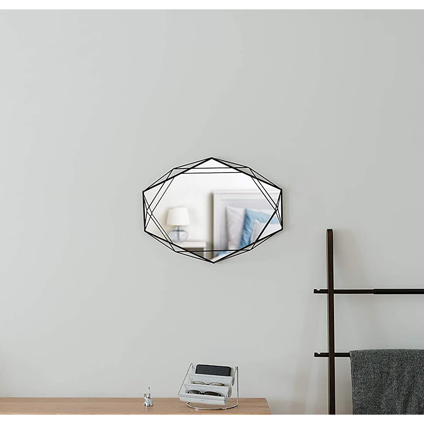 Modern Geometric Shaped Oval Wall Mirror Home Decor - Black