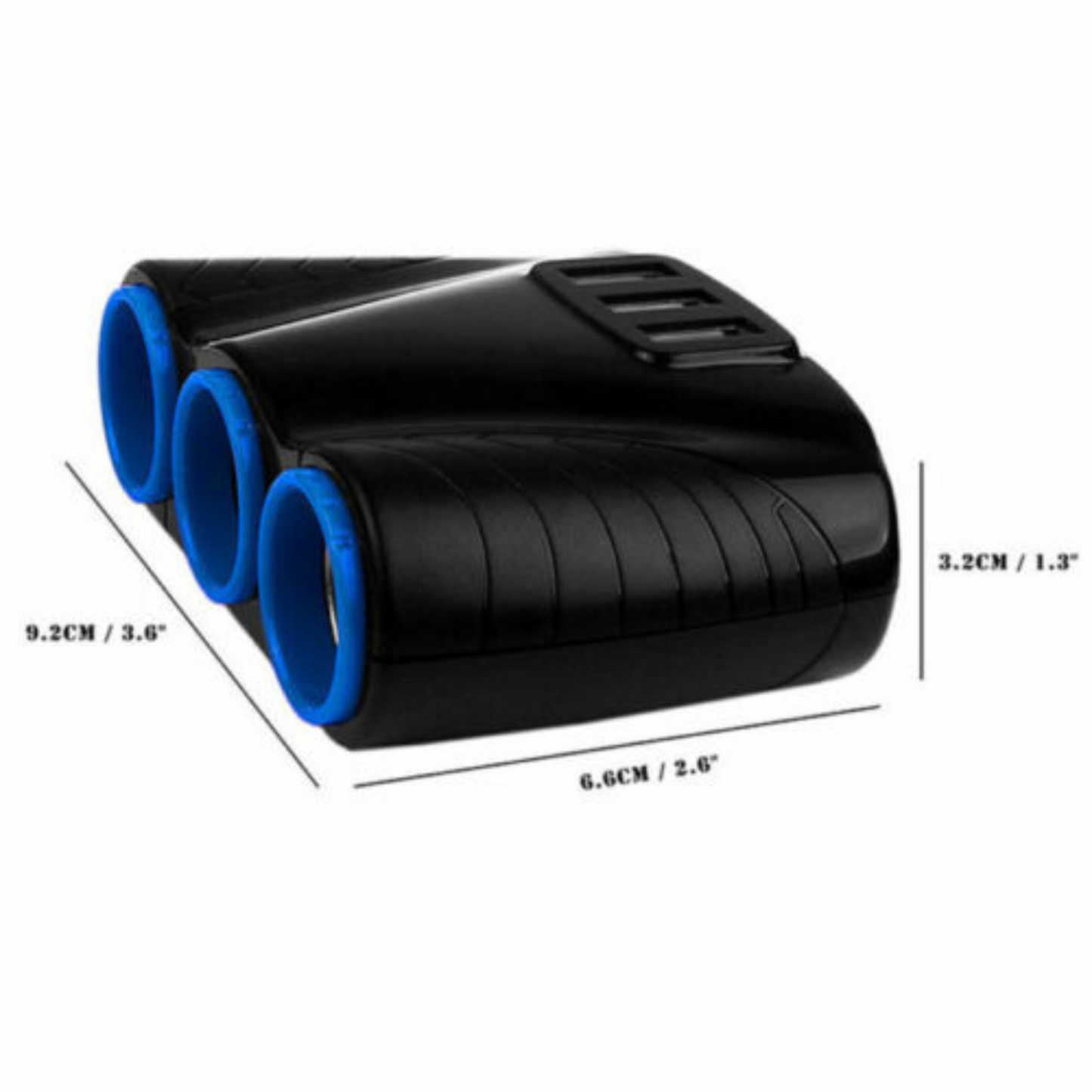 3 Way DC Car Charger Multi Socket with USB Ports