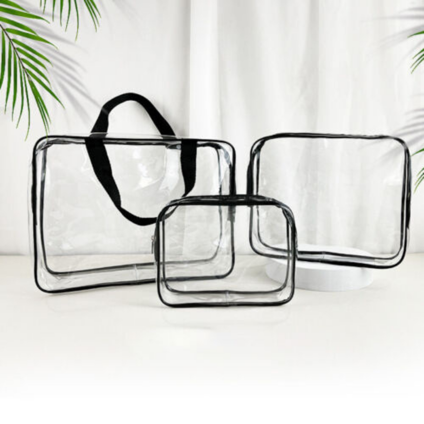 Set of 3 Clear PVC Cosmetic Makeup Toiletry Organizer Travel Wash Bag Holder