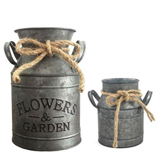 Vintage Metal Flower Vase Plant Pot Rustic Iron Bucket for Home Garden Decor