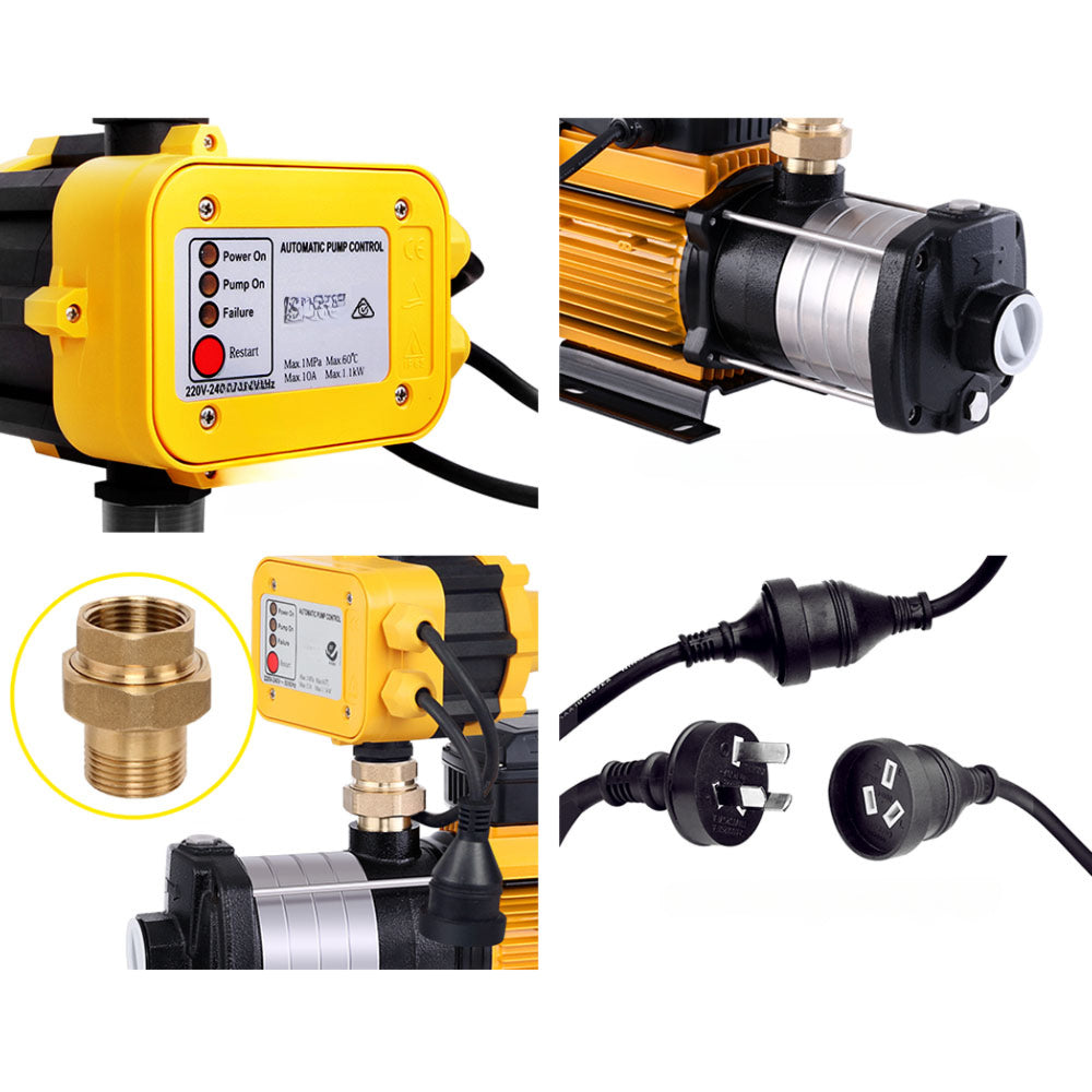Multi Stage Water Pump Pressure Tank Garden Irrigation Yellow - 2000W