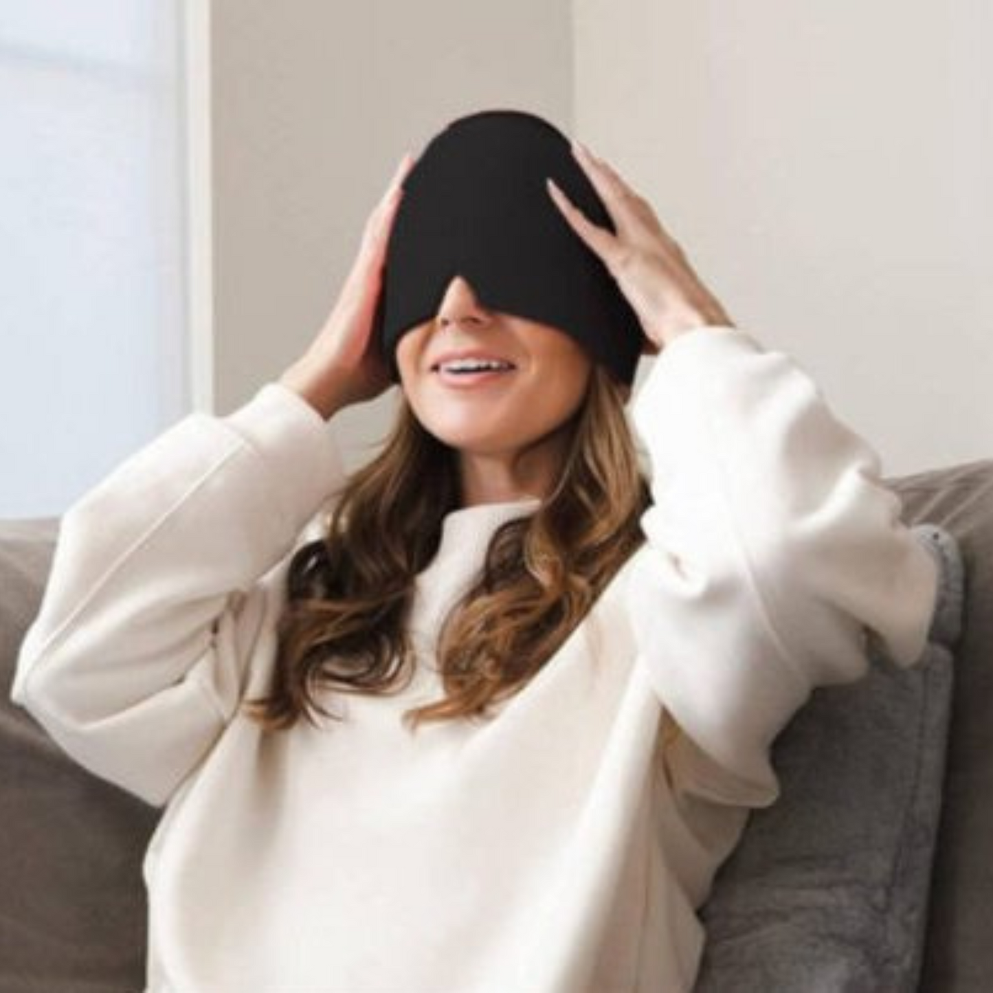 Cold Therapy Migraine Relief Ice Head Wrap Reusable Headache Hat Eye Mask