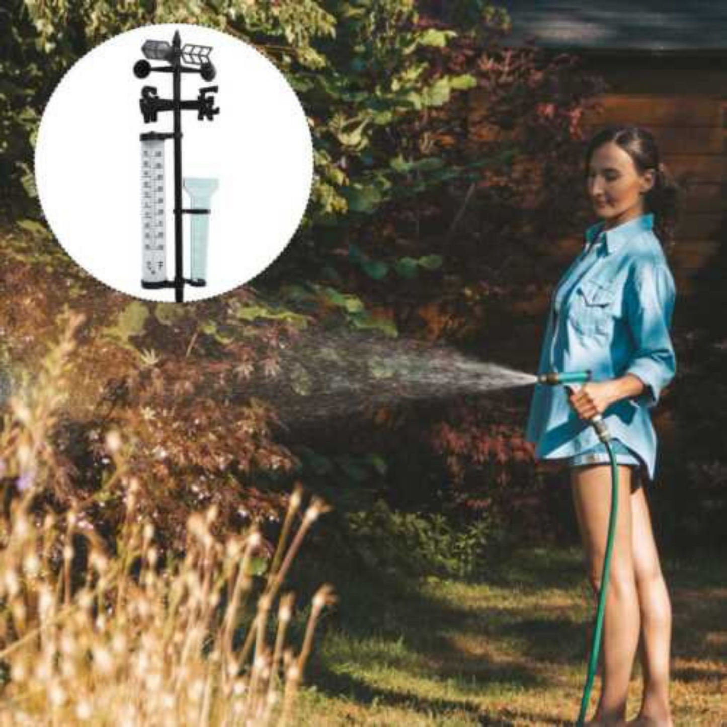 Outdoor Garden Weather Station Meteorological Measurer with Wind Vane and Rain Gauge