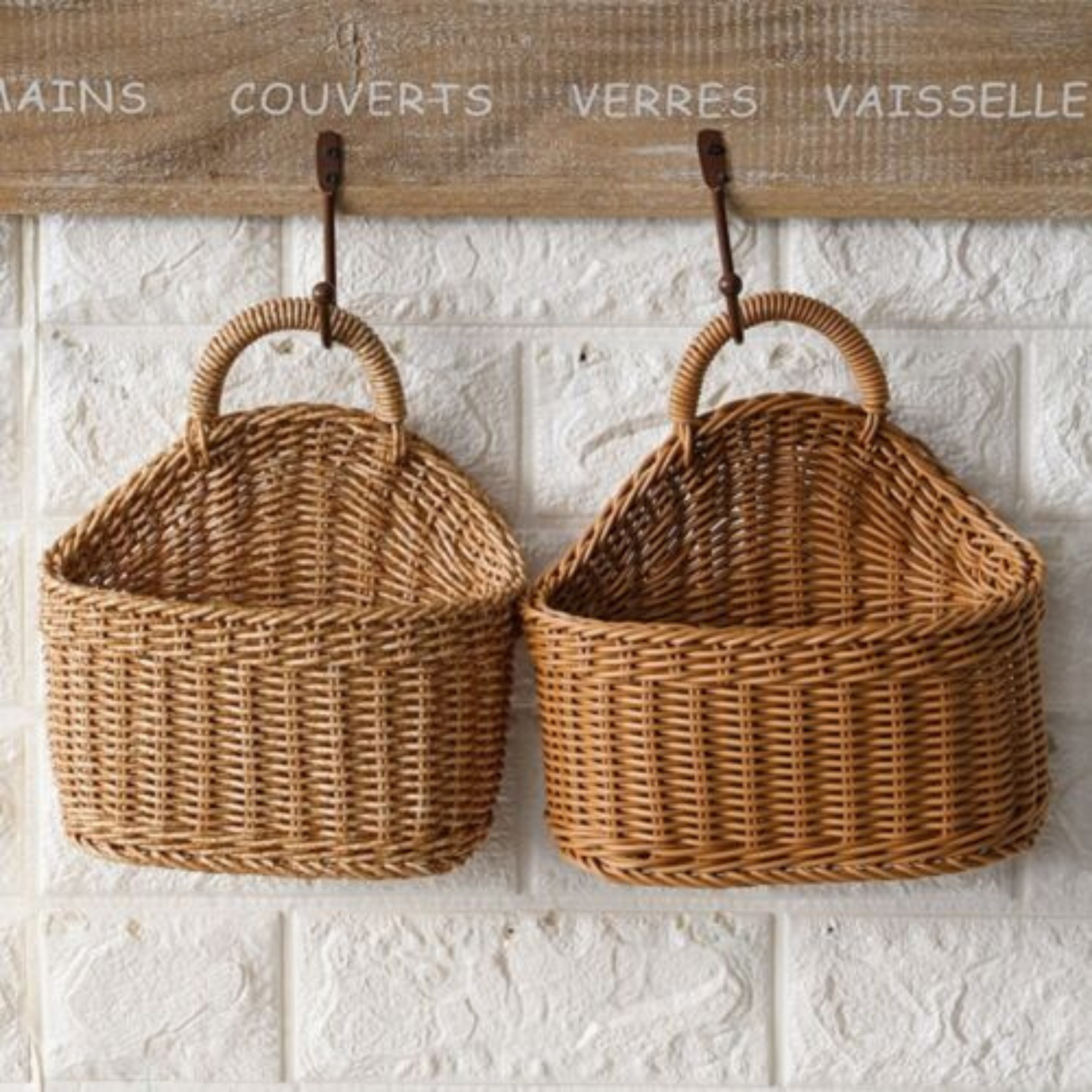 Handmade Wicker Rattan Basket Wall Hanging Planter for Home Decor