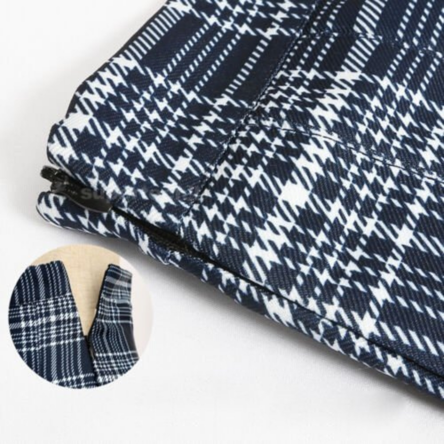 Navy Grid High Waist Pleated Skirt Women Girls Summer Tartan Short School Skirt