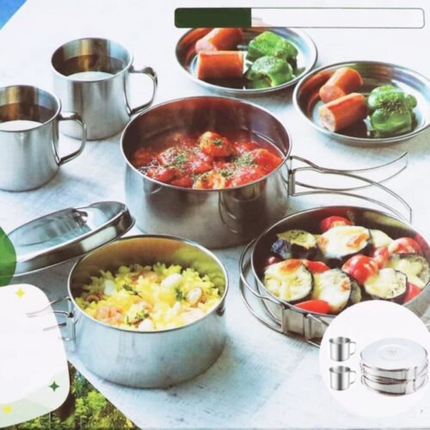 8pcs Portable Camping Cookware Set Outdoor Hiking and Family Picnic Pot and Pan Kit