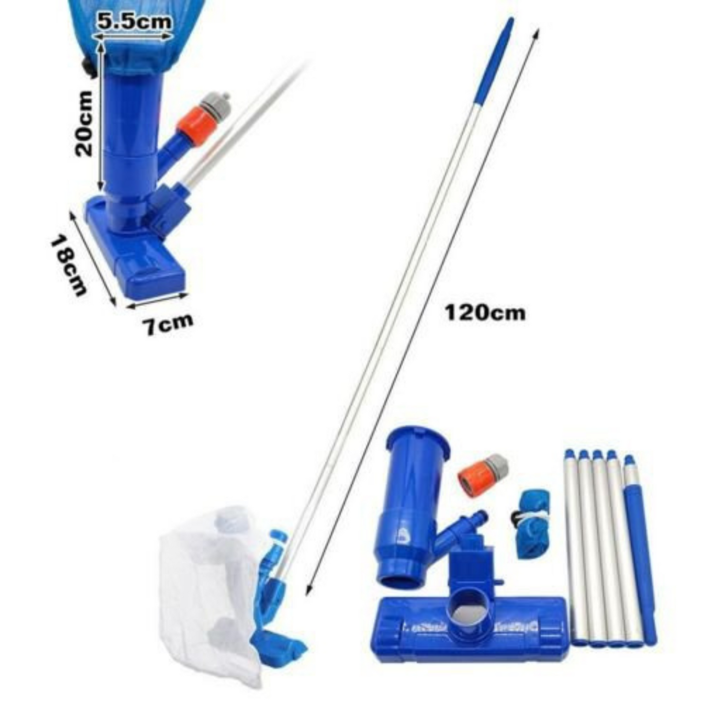 Swimming Pool Spa Pond Vacuum Cleaner Set with Brush and Pole