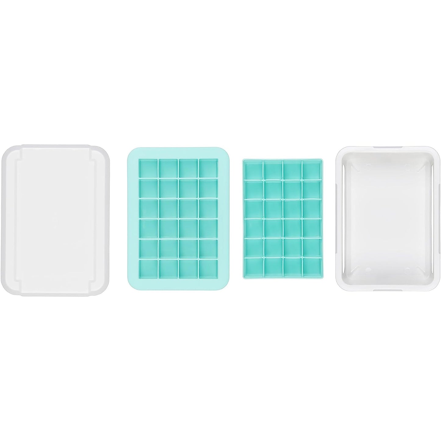 Covered Sturdy Plastic Ice Cube Tray Small Cubes - Small