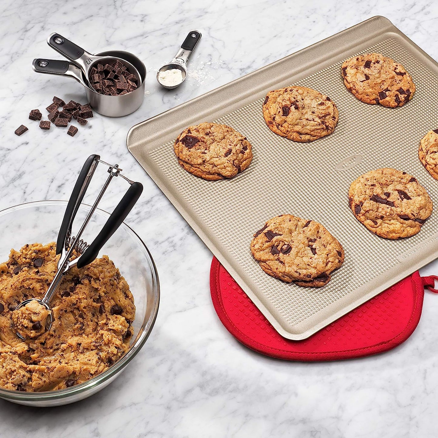 Stainless Steel Cookie Dough Scoop with Non Slip Grip Medium - Black