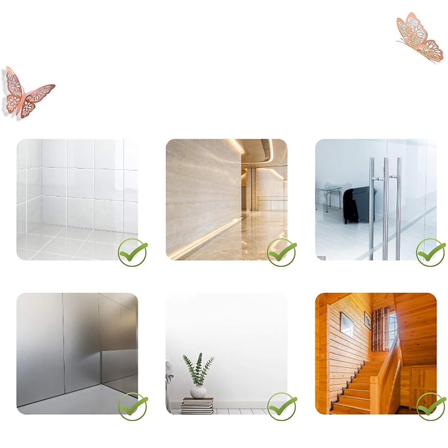 3D Removable Metallic Butterfly Wall Sticker Decoration 72 Pcs - Rose Gold