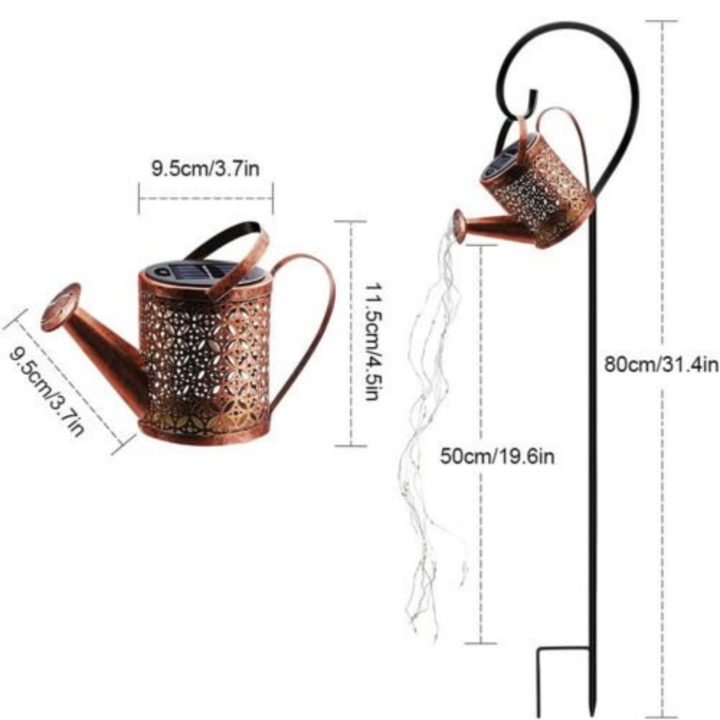 Solar LED Watering Can Fairy String Light Outdoor Garden Decor Waterfall Lamp