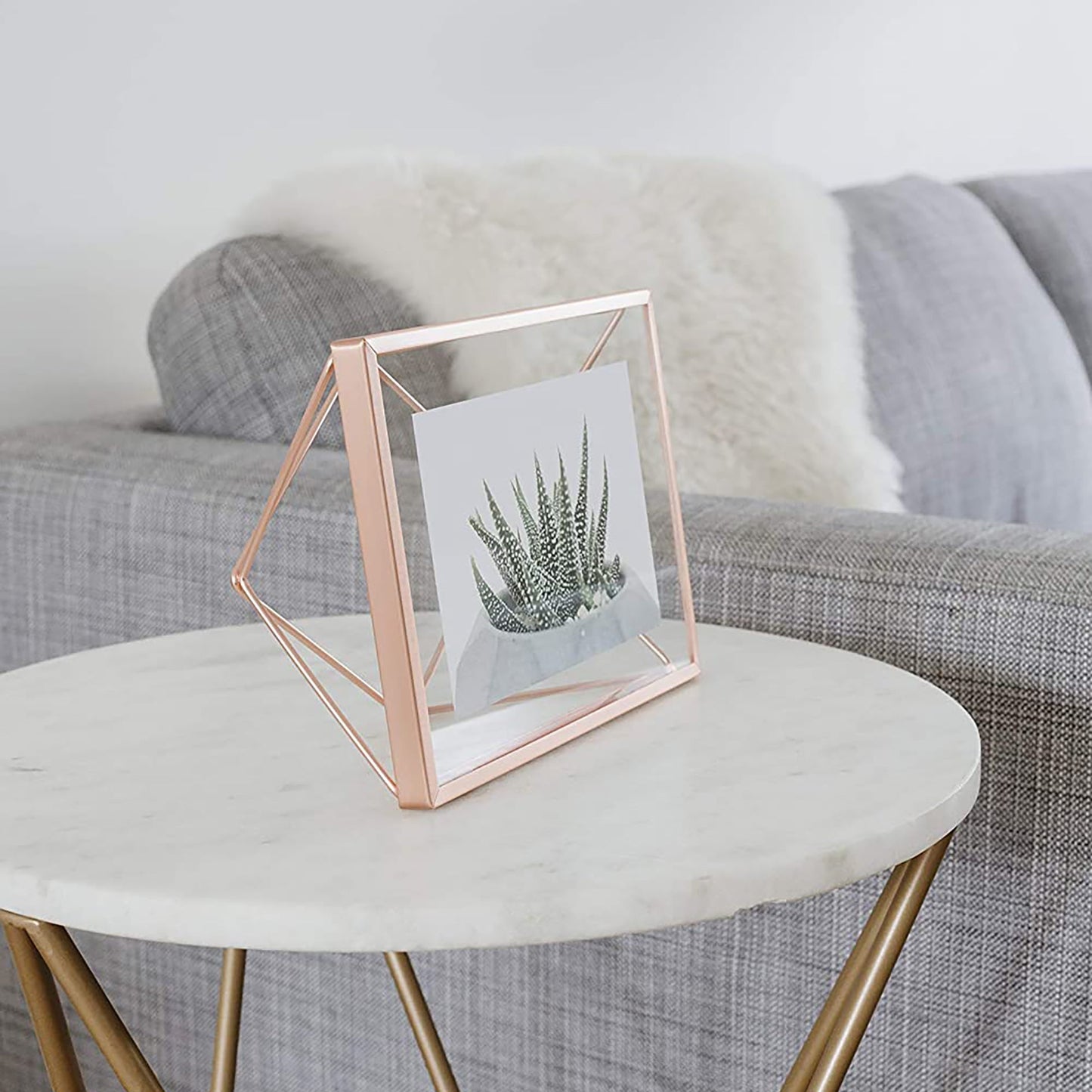 Geometric Prisma Picture Frame Photo Display for Desk Wall  4x6 Inch - Copper