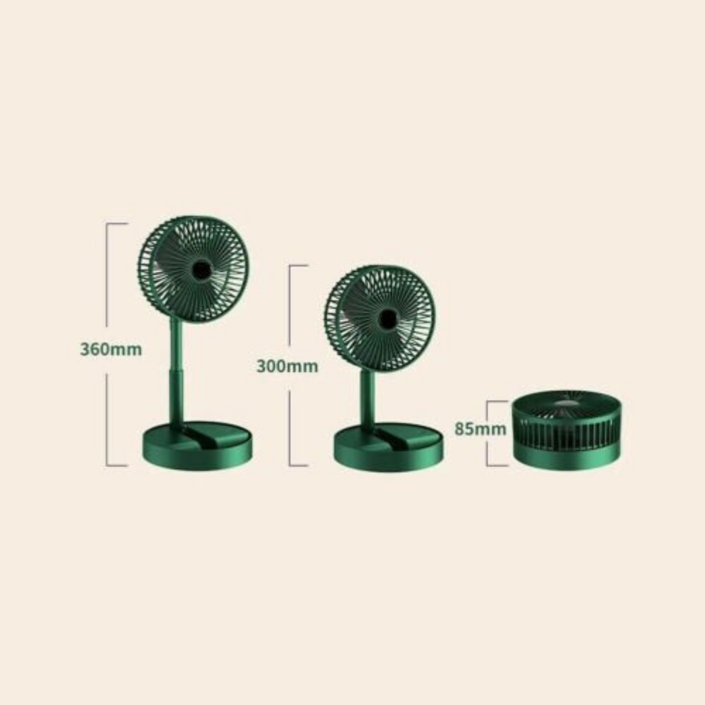 USB Foldable Telescopic Portable Floor Fan 3 Speeds Rechargeable Table Desk Fan