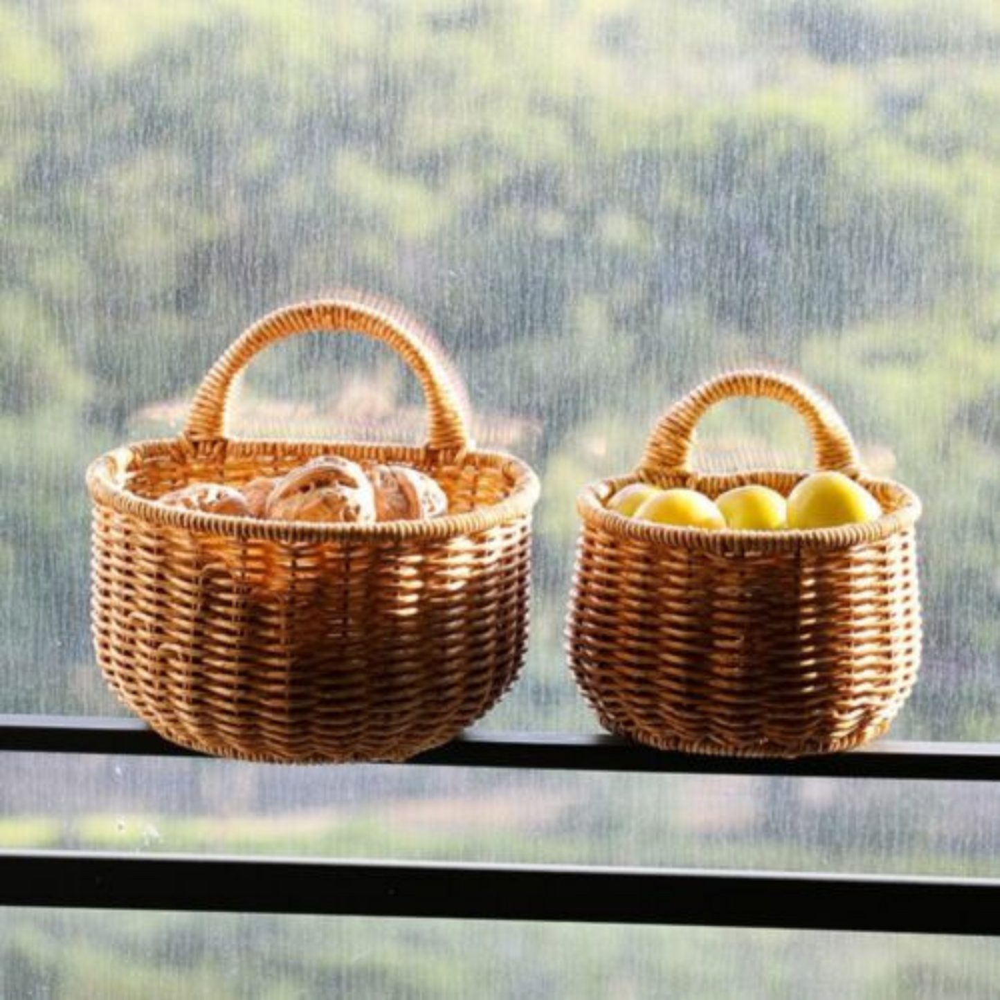 Handmade Wicker Rattan Basket Wall Hanging Planter for Home Decor