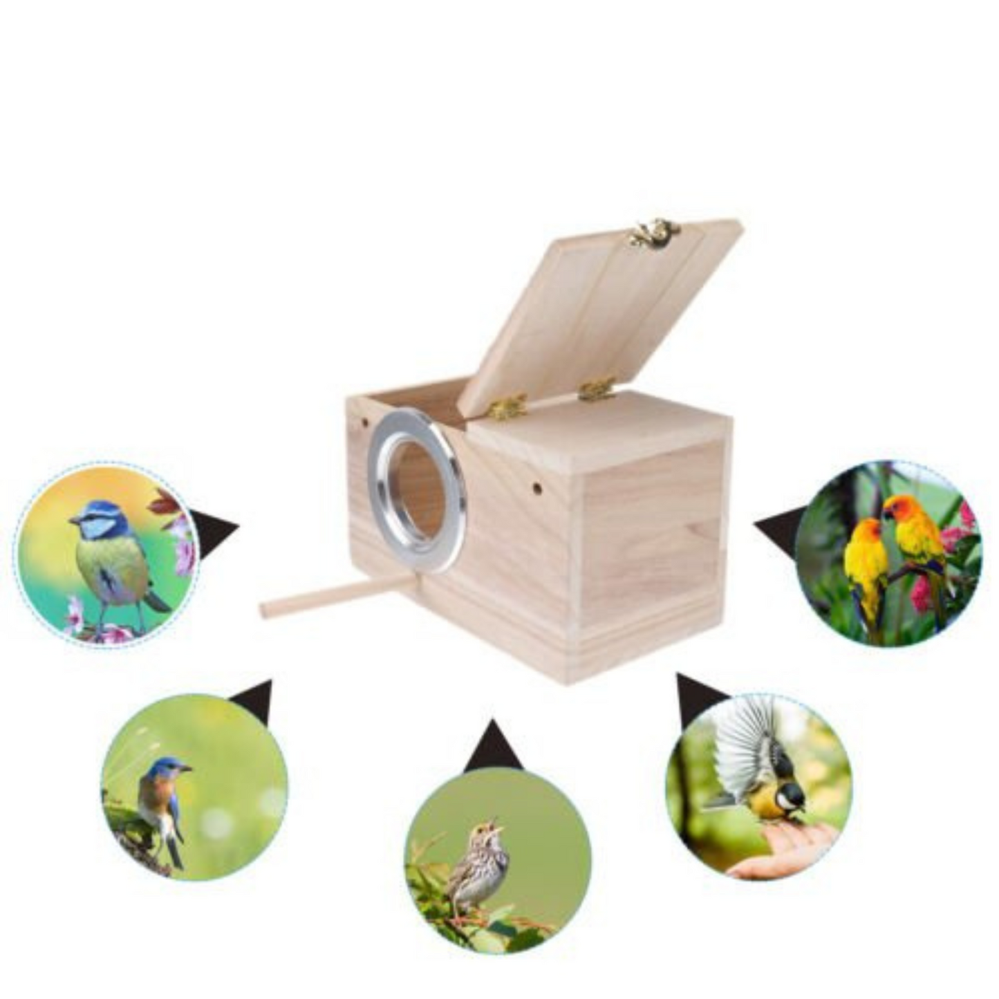 Parrot Breeding Wooden Nest Box Small Bird Budgie House Cage Home