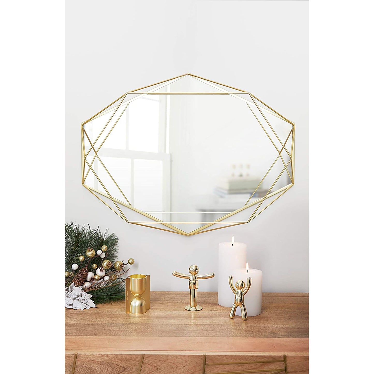 Modern Geometric Shaped Oval Wall Mirror Home Decor - Matte Brass