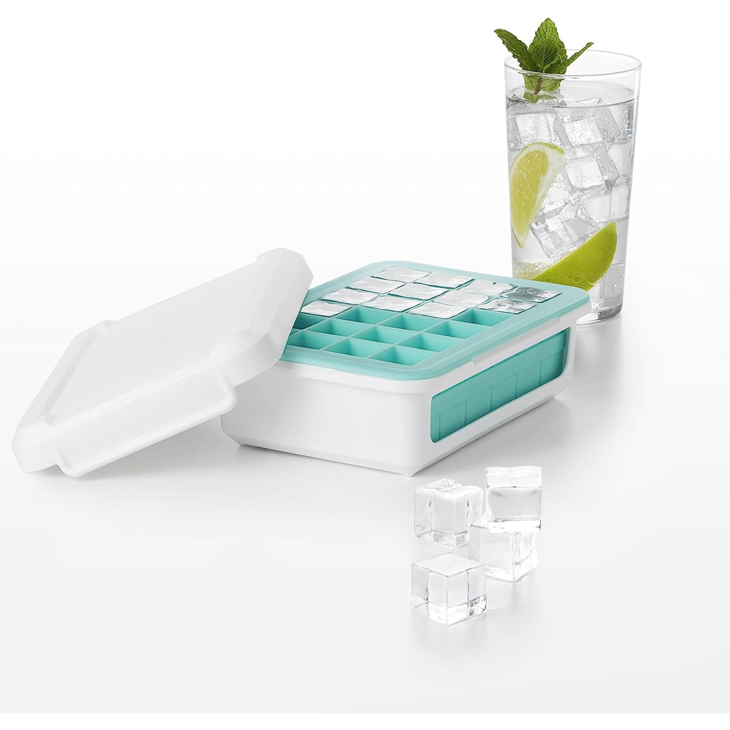 Covered Sturdy Plastic Ice Cube Tray Small Cubes - Small
