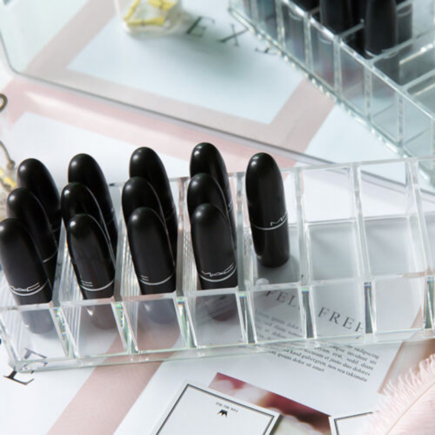 Clear Lipstick Organizer Display Stand Storage for Lipgloss and Makeup Holder