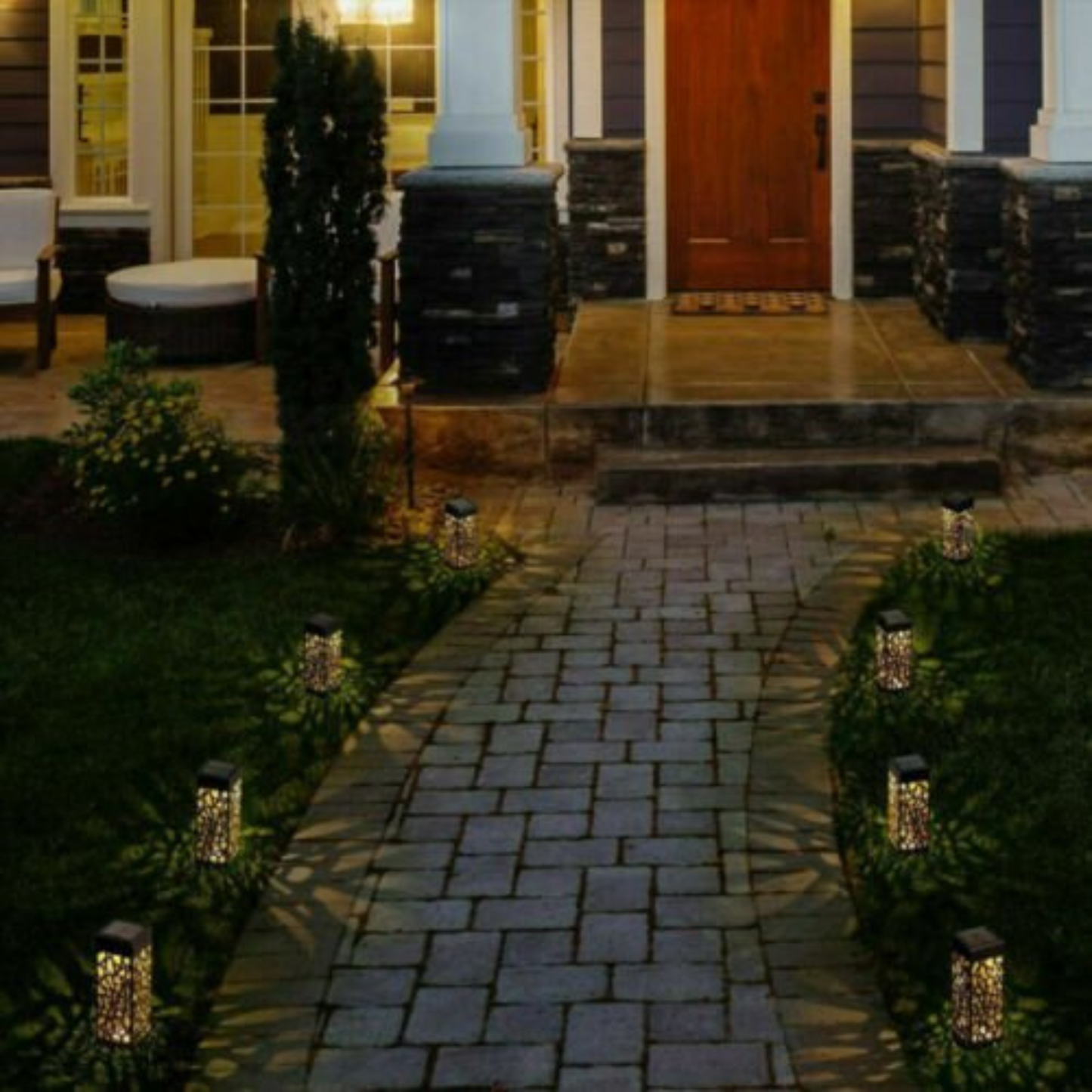 1pc Warm White Solar Post Lights Outdoor Yard Path LED Garden Lighting