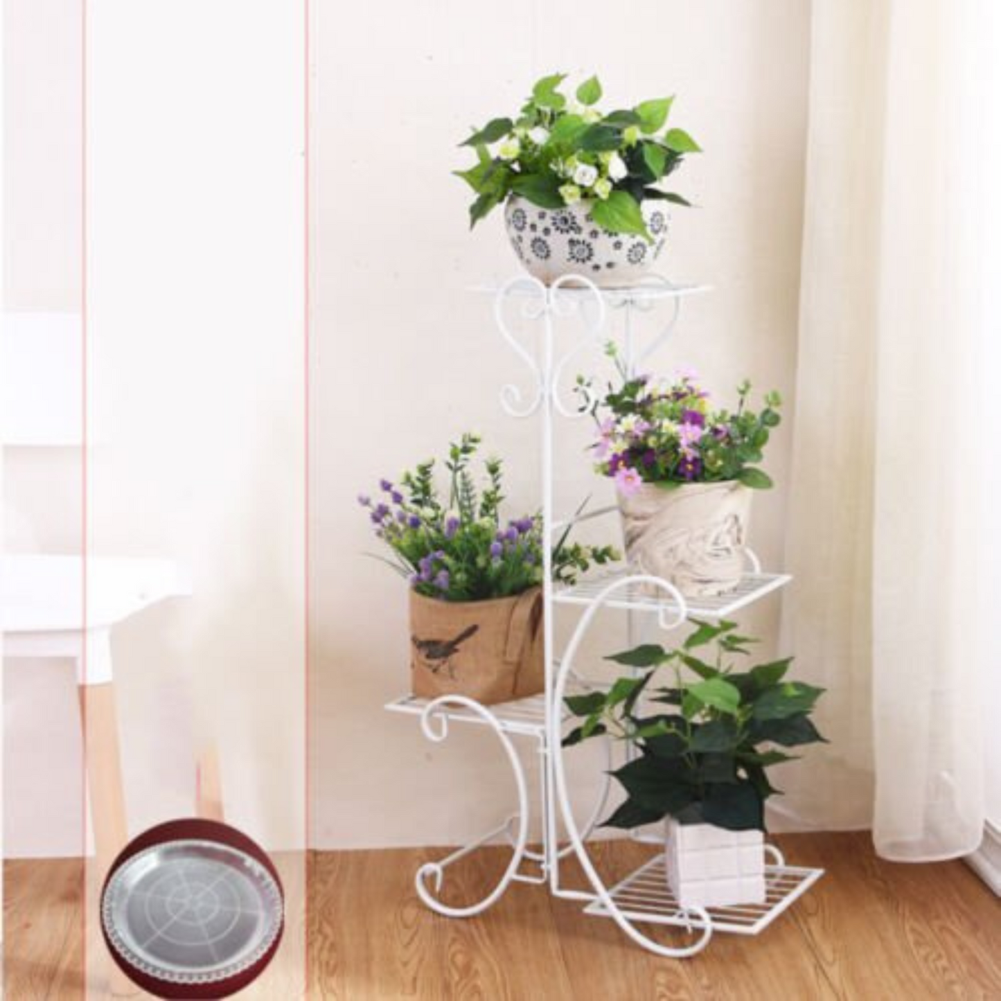 4 Tier Metal Plant Stand Indoor Outdoor Planter Rack for Pots and Flowers