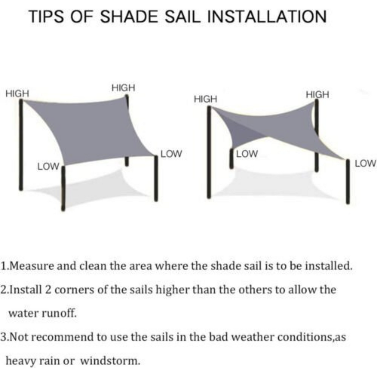 Extra Heavy Duty Grey Shade Sail Sun Triangle Square Rectangle for Garden