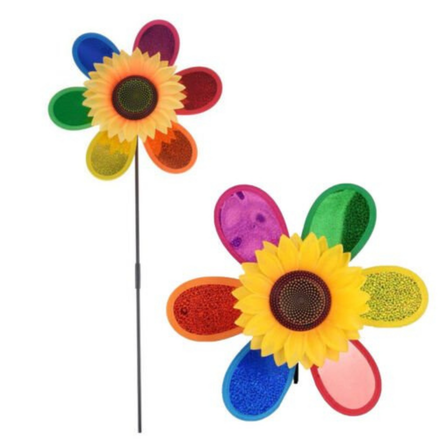 2pcs Colourful Sunflower Windmill Wind Spinner Pinwheel for Garden Yard Decor