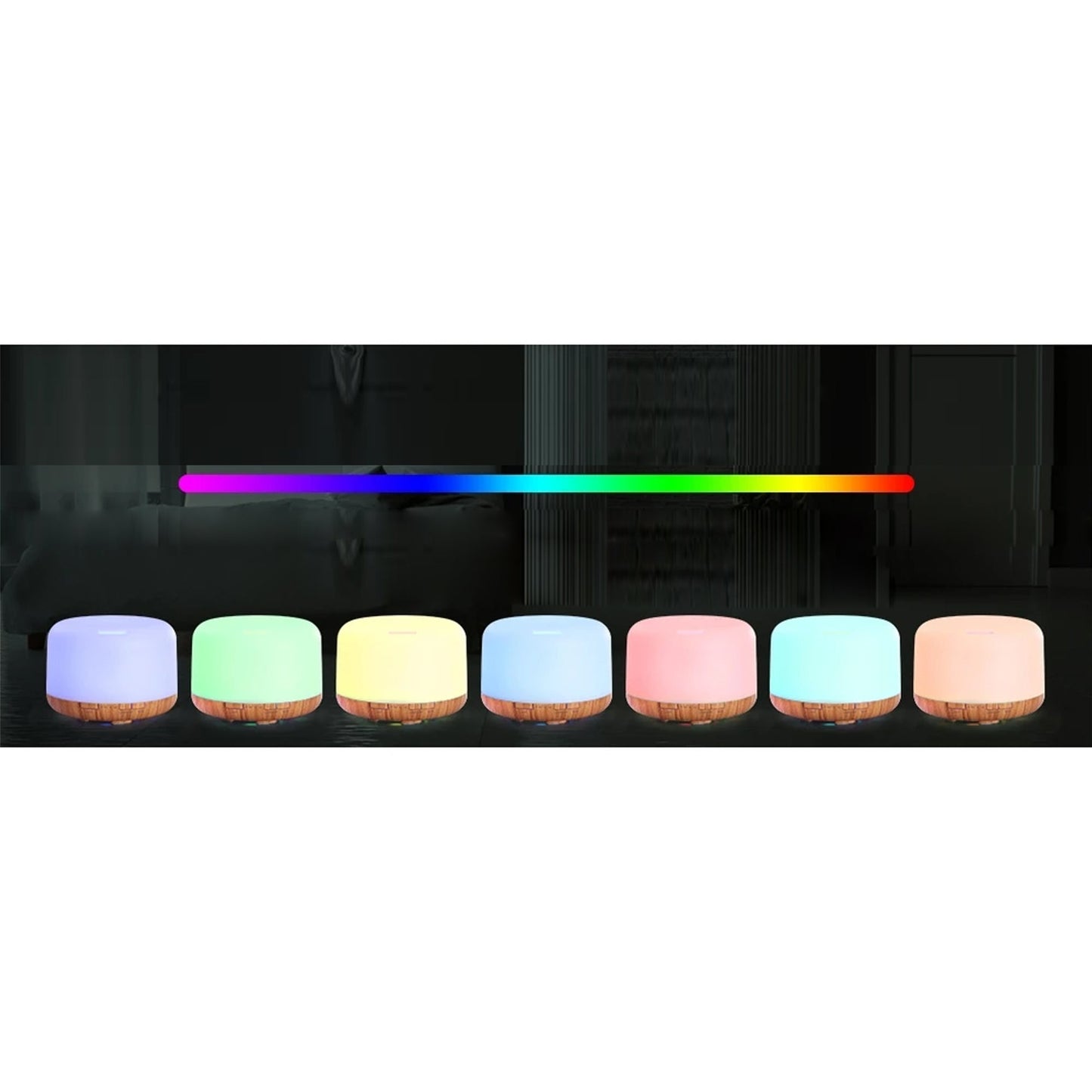 Aromatherapy Diffuser Humidifier Wood - 7 Colour LED