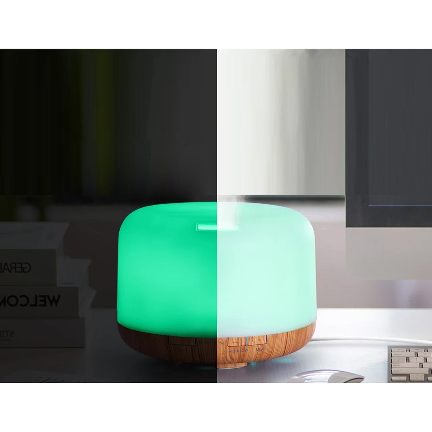 Aromatherapy Diffuser Humidifier Wood - 7 Colour LED