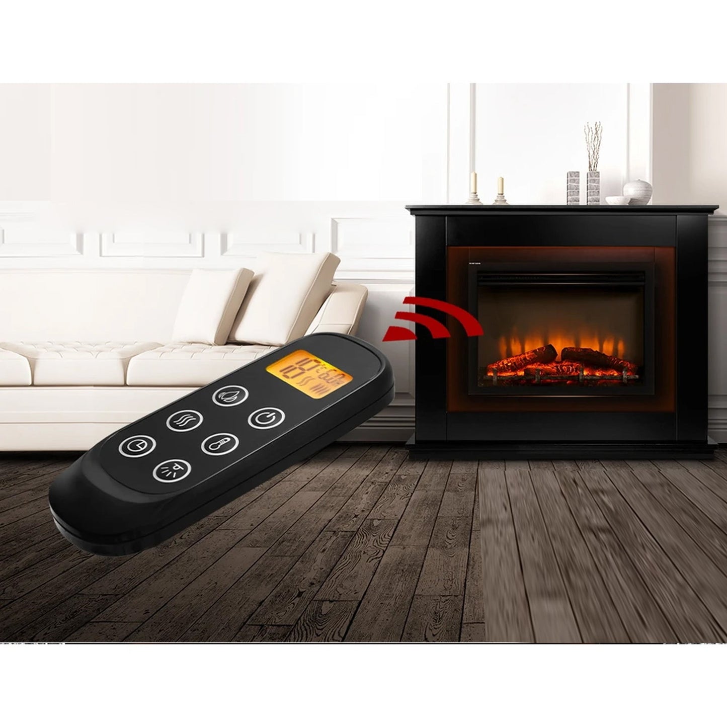 Portable Electric Fireplace Mantle - Black - 2000W