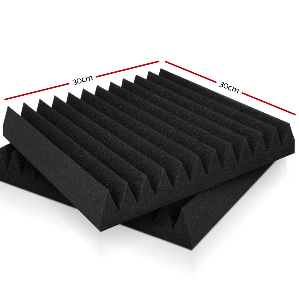 Studio Acoustic Foam Sound Proofing Panels 30x30cm 20pcs - Black