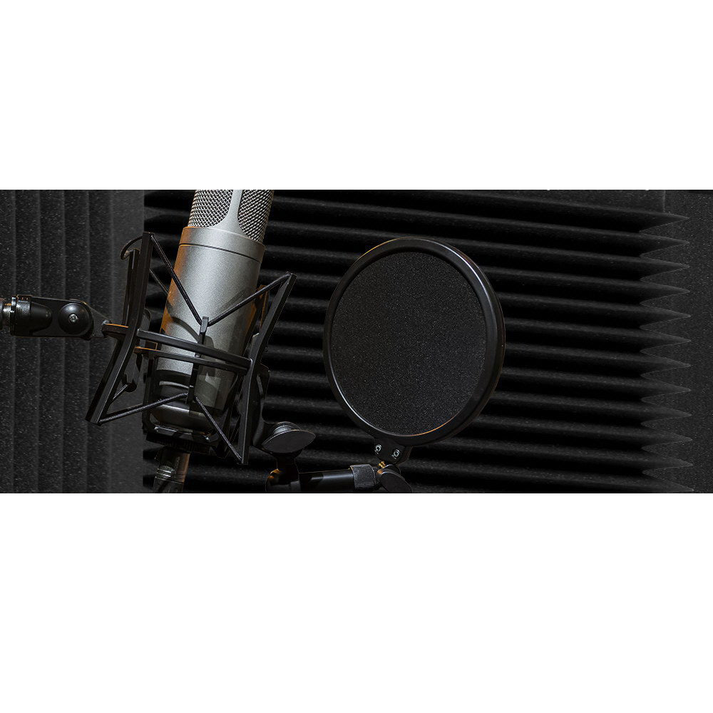 Studio Acoustic Foam Sound Proofing Panels 30x30cm 20pcs - Black