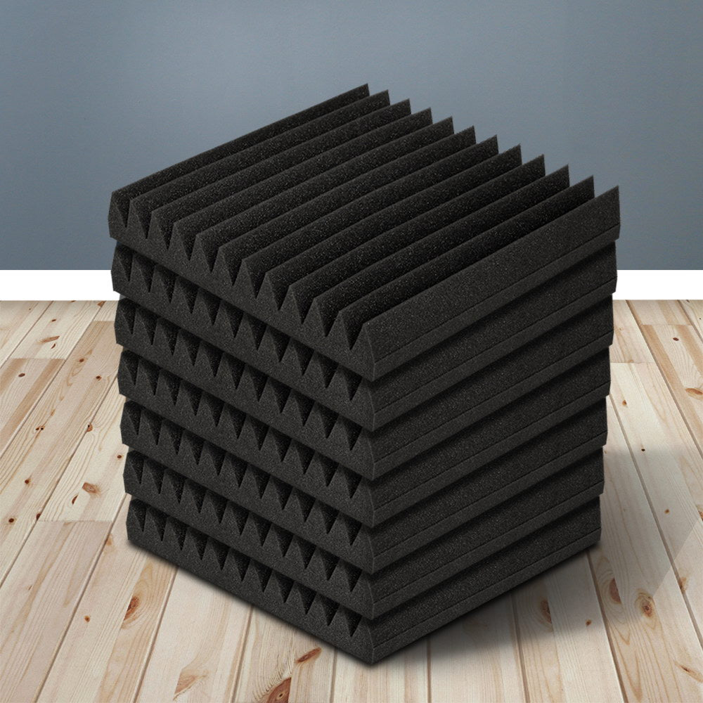 Studio Acoustic Foam Sound Proofing Panels 30x30cm 20pcs - Black
