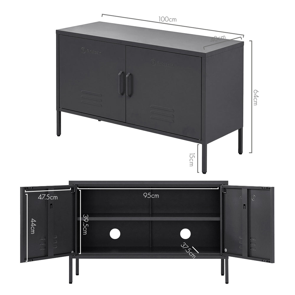 Buffet Sideboard Locker Metal Storage Cabinet - Charcoal