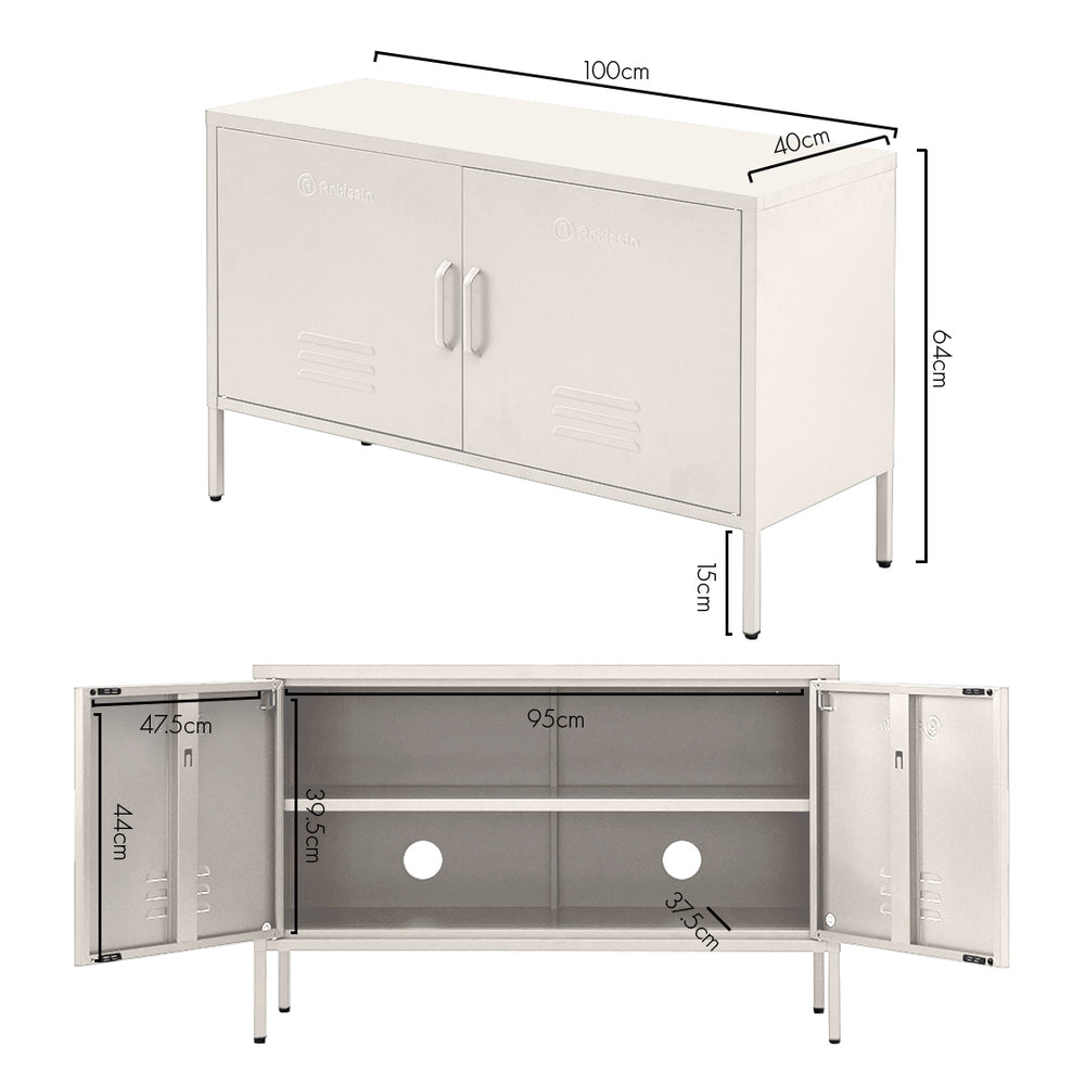 Buffet Sideboard Locker Metal Storage Cabinet - White